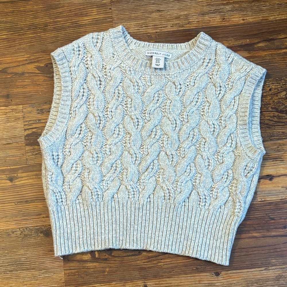 Sincerely Jules Cream Cable Knit Sweater Vest